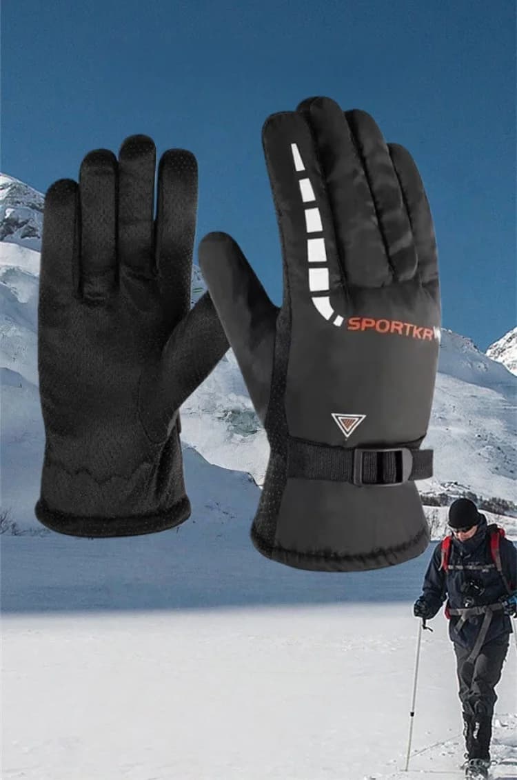 Hot winter gloves for men and women, thickened with cotton, non-slip, fleece lined, outdoor sports, windproof cycling gloves