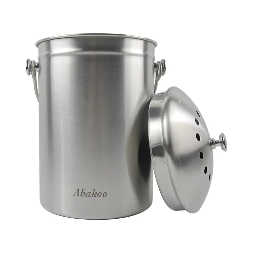 Composter da cucina da 1,6 galloni (circa 6 litri) in acciaio inox 304, contenitore per rifiuti da cucina con 4 filtri inclusi.