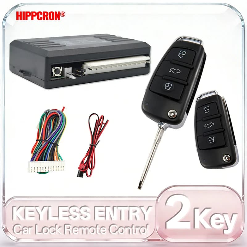 HIPPCRON Sistema di Chiusura Centralizzata per Auto 12V con Telecomando, Kit Allarme Auto 433Mhz con 2 Telecomandi