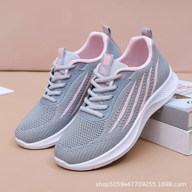 Scarpe da corsa leggere da donna estive traspiranti con lacci palestra allenamento per passeggiate suola imbottita antiscivolo sollievo dalla fatica casual