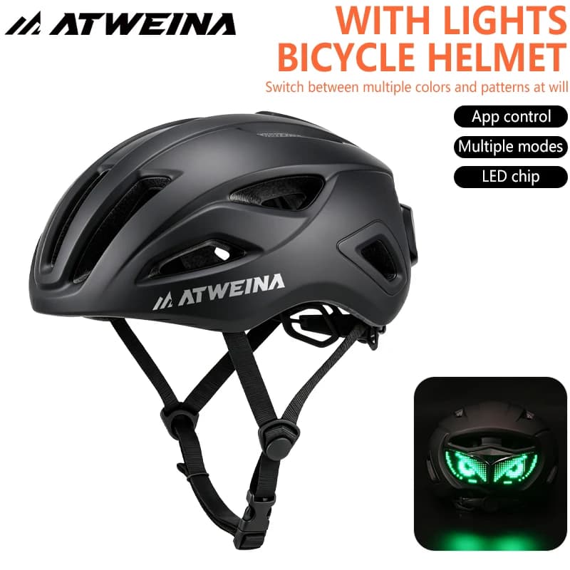 Casco da Ciclismo Intelligente ATWEINA con APP, LED Occhio Demoniaco, Avviso Notturno, Regolabile, per Bici da Strada, Accessori per Ciclismo Maschile