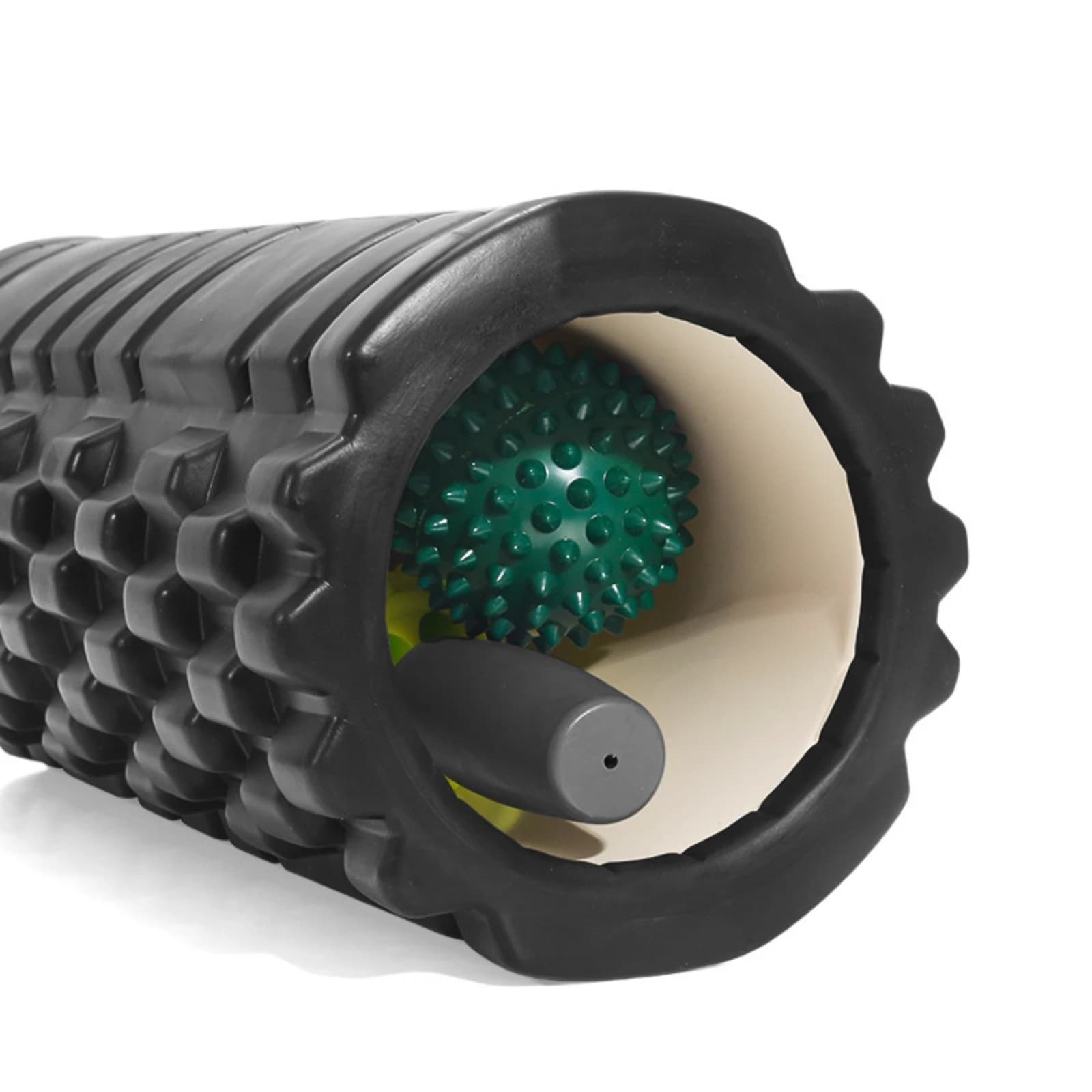 Set di 4 Pezzi: Rullo in Schiuma, Set di Palline da Massaggio Cava, Kit per Massaggio Profondo dei Tessuti, Attrezzatura per Allenamento con Rullo Scanalato e Punte per Pratica Mind-Body