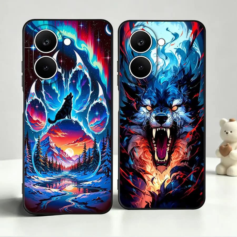 Case for Xiaomi Poco F8 F3 F1 X3 X4 X5 X7 C85 C71 M5 C75 C50 M3 M4 M7 C61 Funda Phone Cover Aurora Wolf Paw Print Art