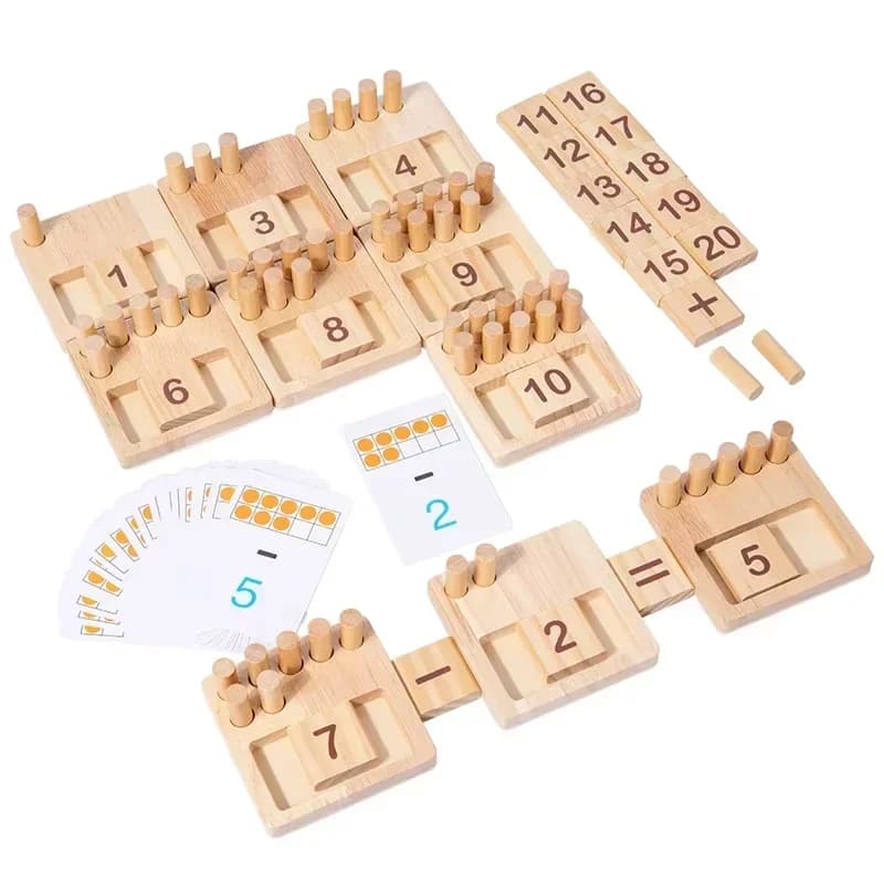 Tavola Sensoriale in Legno Montessori per Bambini, Gioco di Conteggio e Abbinamento con Blocchi Numerici, Giocattoli Educativi Prescolare per Bambini