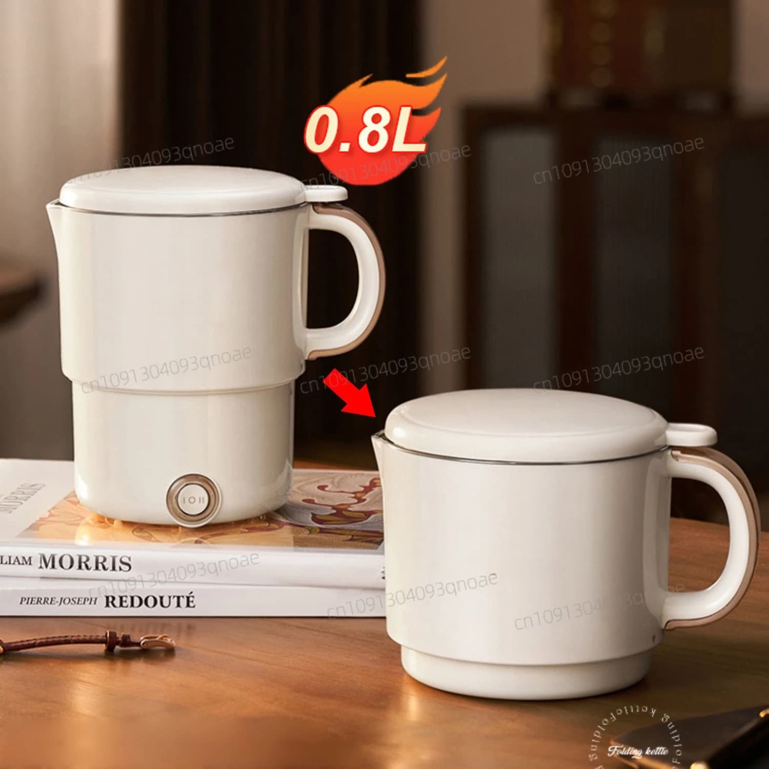 800 ml folding electric kettle, portable kitchen pan, multi cooker travel kettle, teapot, heater cup, slow 304 stainless steel