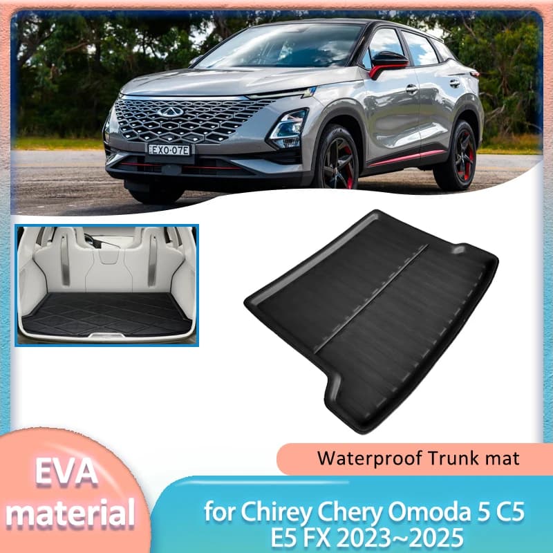 Per Chirey Chery Omoda 5 C5 E5 FX 2023 ~ 2025 2024 Bagagliaio di un'auto Zerbino Boot Liner Cargo Pavimento Bagagli Tappeto Copertura Impermeabile Accessorie