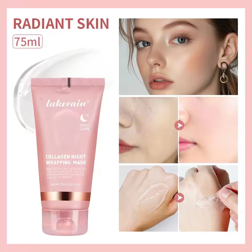 Night mask wrapped in collagen, moisturizing firming, fasting moisturizes and reduces skin structure, mask for night care ideal for use before bed