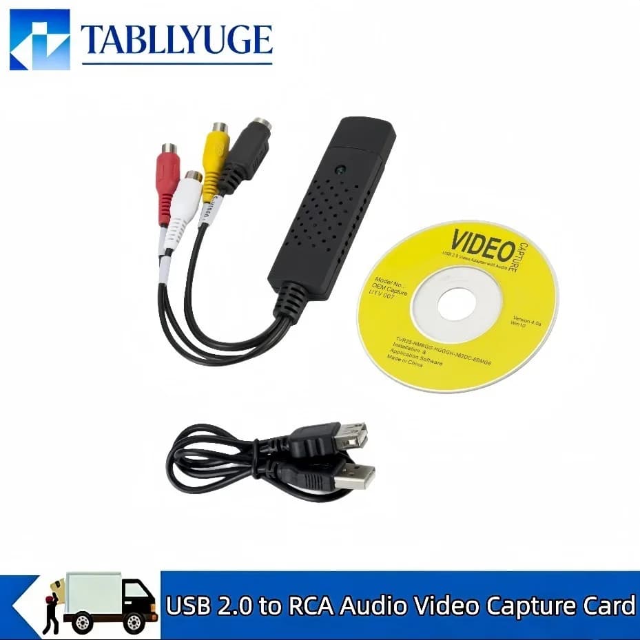 Scheda di acquisizione video da RCA a USB, convertitore da VHS/DVD a audio/video digitale per PC, Mac, videoregistratori e camcorder
