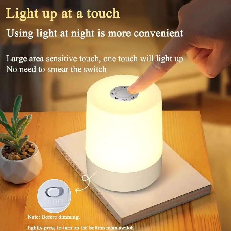 Lampada da notte Luce USB Interruttore di controllo remoto Protezione per gli occhi Lampada da lettura per libri Luci a 3 colori Tavolo da camera Comodino Luce a LED
