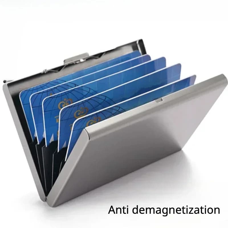 Stainless Steel Business Card Holder with Custom Laser Engraving, Demagnetization, Custom Business Name, Metal Card Holder