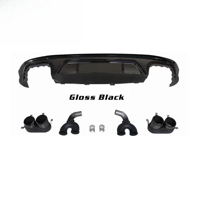 High Quality Replacement Gloss Black Rear Diffuser with Exhaust Tips For Q5 SQ5 B9 2018-2021