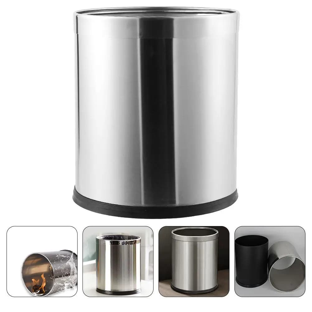 Cestino per Rifiuti in Acciaio Inossidabile, Moderno e Sottile, per Casa, Cucina, Camera da Letto, Ufficio, Resistente alla Ruggine, Bidone per Rifiuti e Riciclo