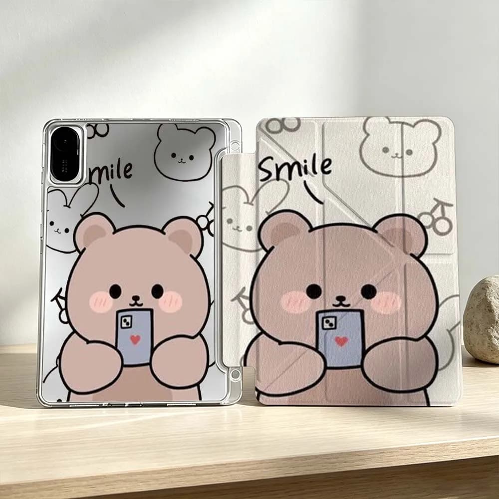 Cute Bear Pattern Soft For Xiaomi Mi Pad 8 7 6 5 Pro Redmi Pad SE 2 Poco Pad Foldable 3Y Tablet Case