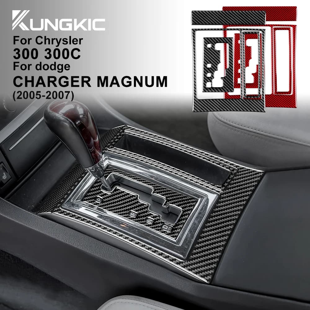 Car Gear Shift Panel Real Soft Carbon Fiber Sticker for Chrysler 300 300C For Dodge Charger Magnum 2005 2006 2007 Accessories