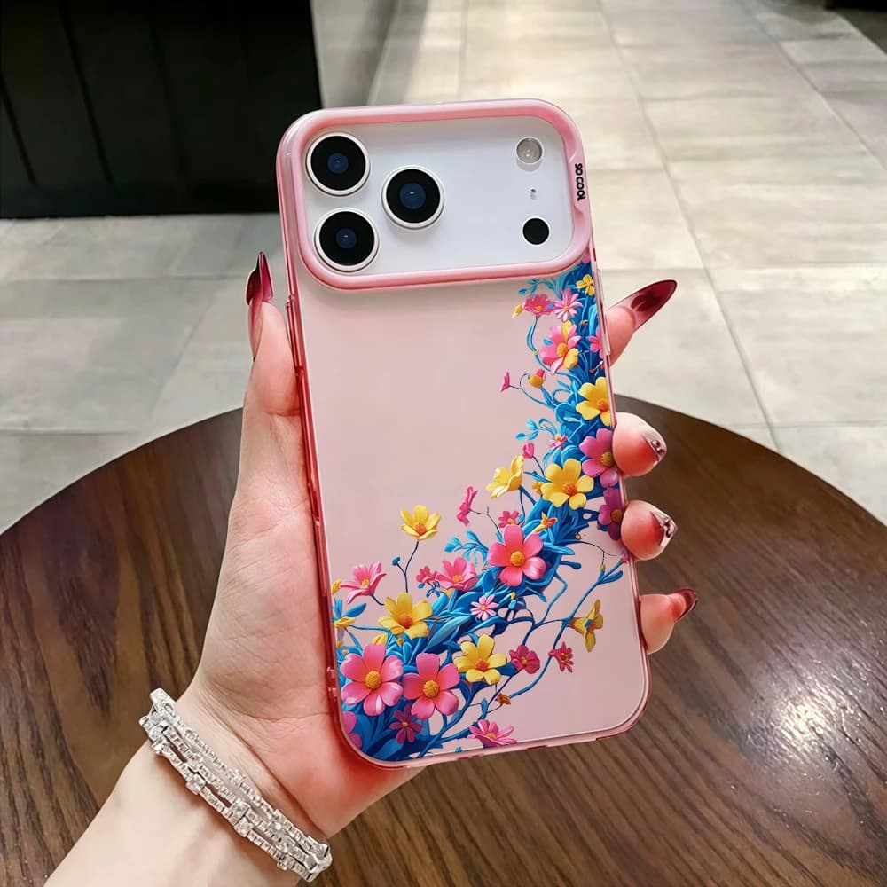 Hard PC Phone Case For iPhone 17 16 15 14 13 12 11 Pro Max XR X XS 7 8 Plus Shockproof Back Colorful Floral Fundas Korean Cover