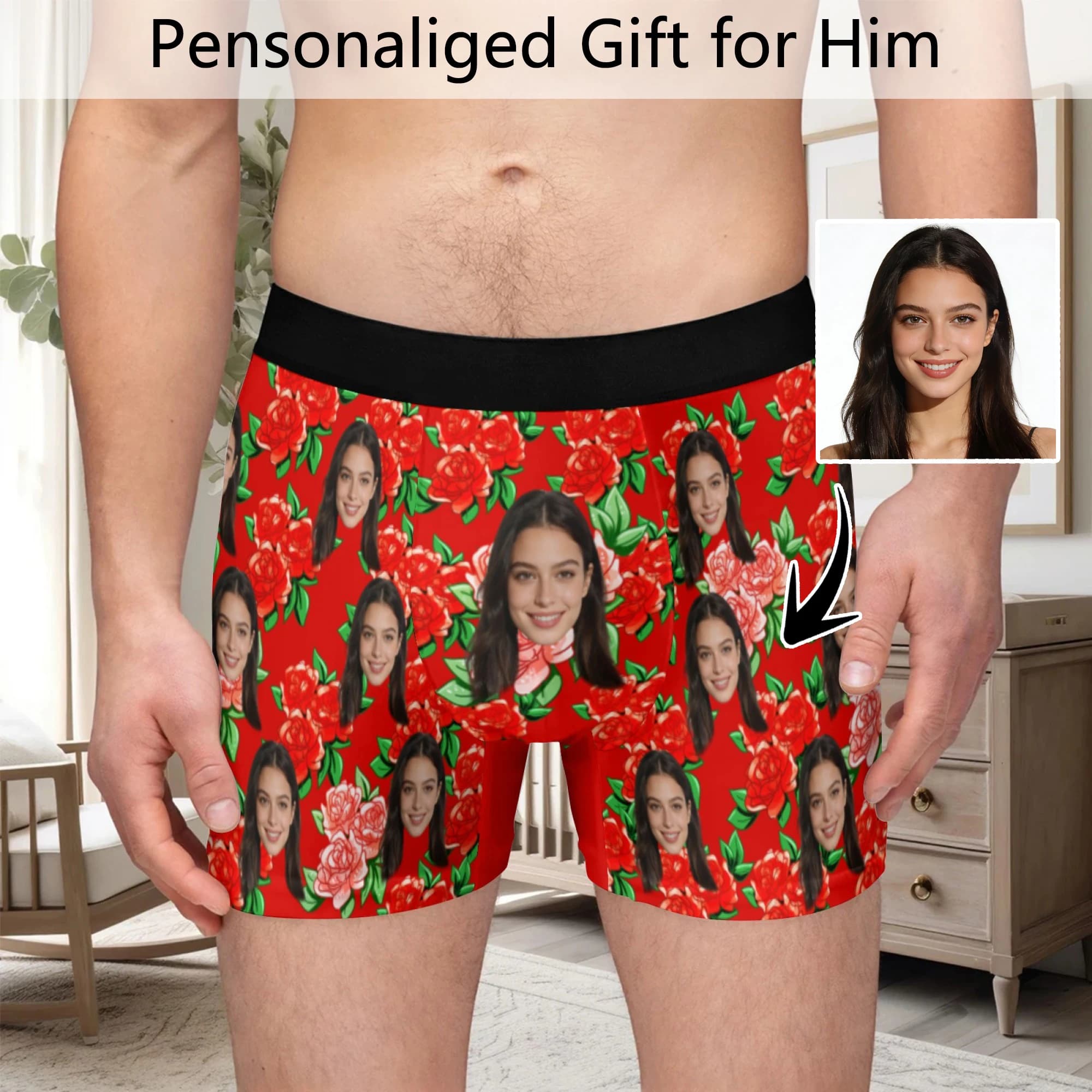 Personalized facial photos on personalized underwear, Valentine's Day gift for man, anniversary gift for husband, gift for dad