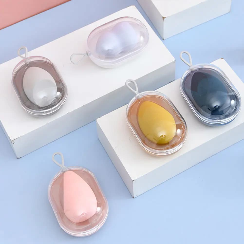 4Pcs Premium Makeup Sponge Holder Set Elegant Compact Beauty Egg Box for Hygienic Storage Travel Friendly Sponge
