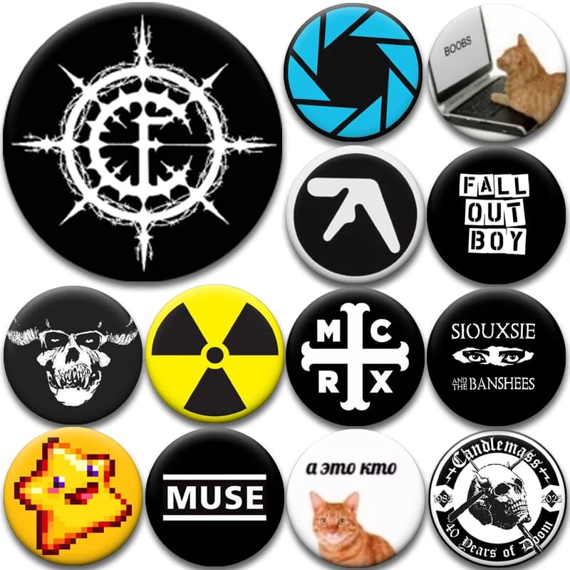 Spille da Collezione 58mm con Temi Meme e Musica, Gatti OSU MUSE, Cultura Pop, per Decorazione Borse e Abbigliamento, Regali per Amici