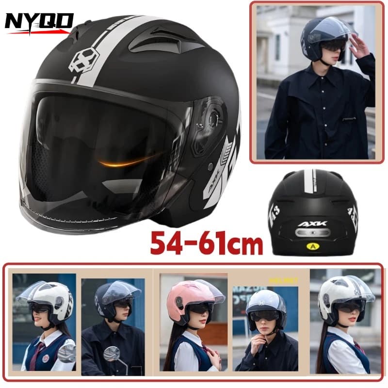 Casco da Moto Certificato 3C per Uomo e Donna, Mezzo Casco Caldo e Sicuro per Bici Elettrica e Scooter, Adatto a Tutte le Condizioni Atmosferiche