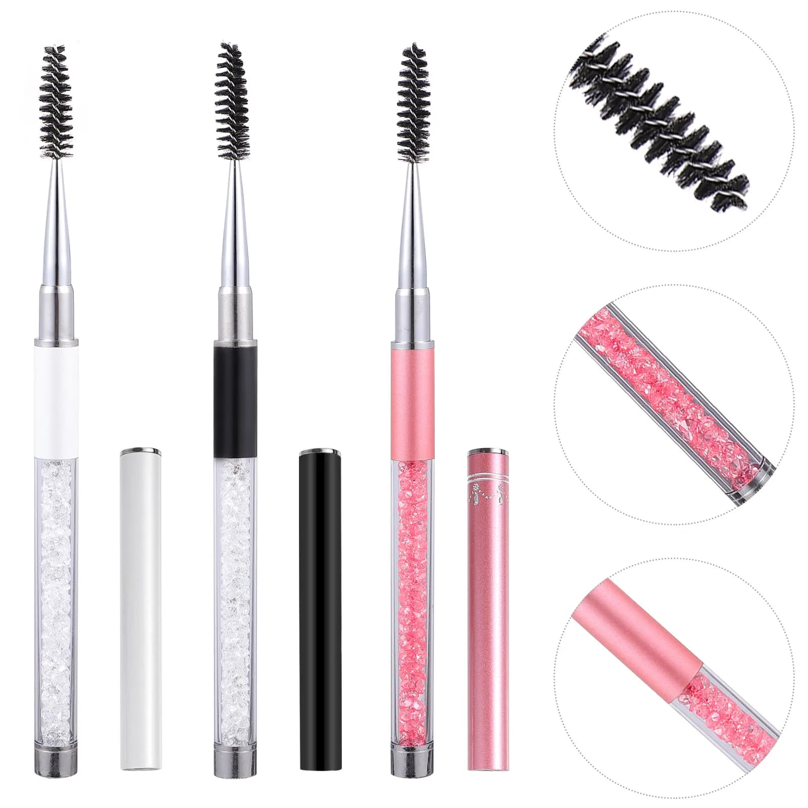 Set of 3 Eyelash Brushes, Vine Mascara Applicator, Eyebrow Brush, Portable and Lightweight, Essential for Make-up and Travel