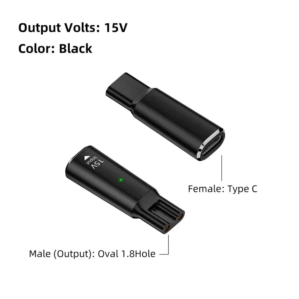 15V HQ8505 USB Type-C Shaver Adapter Charging Converter for Philips Norelco One Blade QP6520 QP6530 QP6510 Beard Trimmer