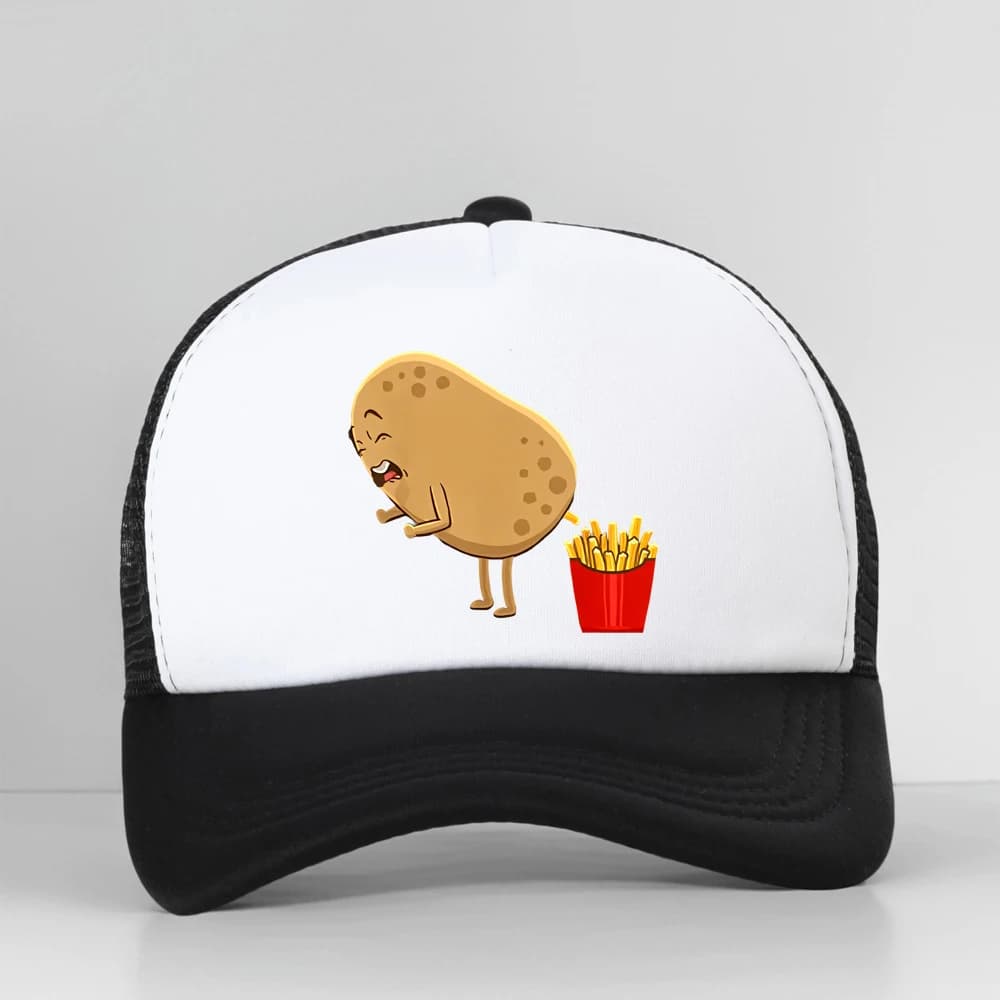 Funny French Fries Design Potato Lovers Baseball Cap Unisex Outdoor Mesh Breathable Adjustable Snapback Hat
