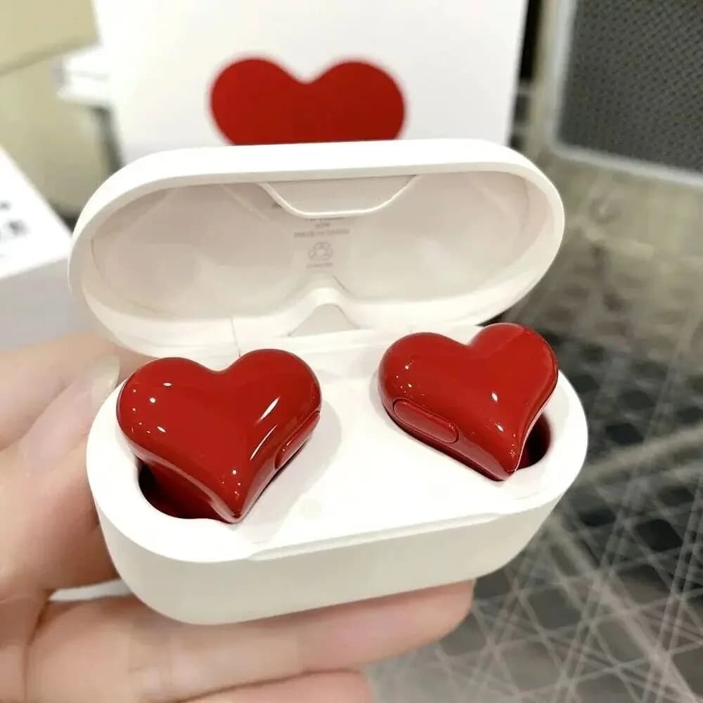 TWS Heart Buds Bluetooth 5.1 IPX5 Waterproof 20 Hours Autonomy Gift Pink for Girls Women Travel Student