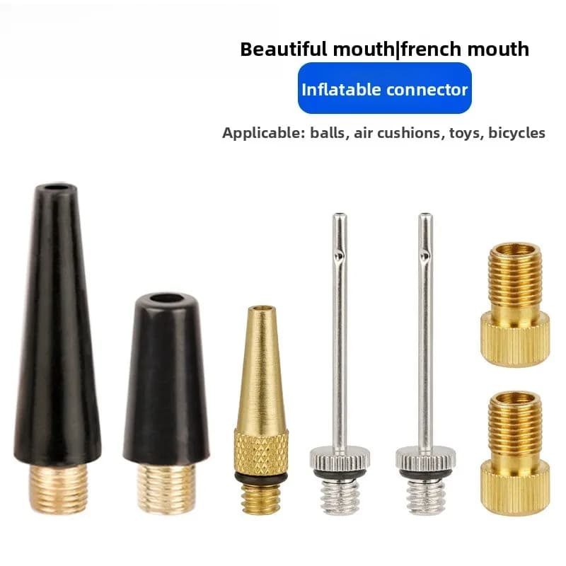 A Set of Bicycle Beautiful Mouth French Mouth Threaded Air Nozzle Inflatable Valve Conversion Head Ball Inflatable Needle