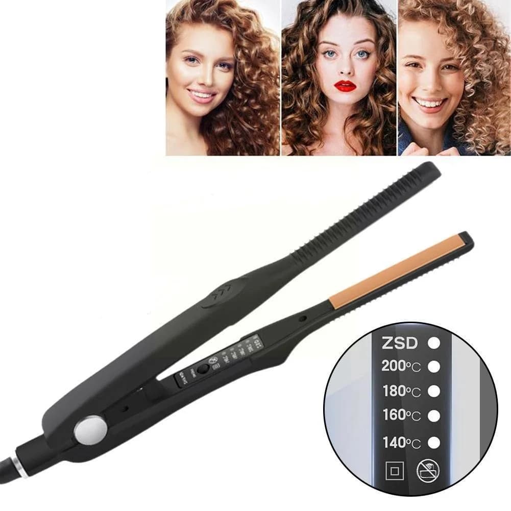 Hair plate 2 in 1: hairline and curling, small flat ceramic plate to corrugate and iron short hair, styling tool