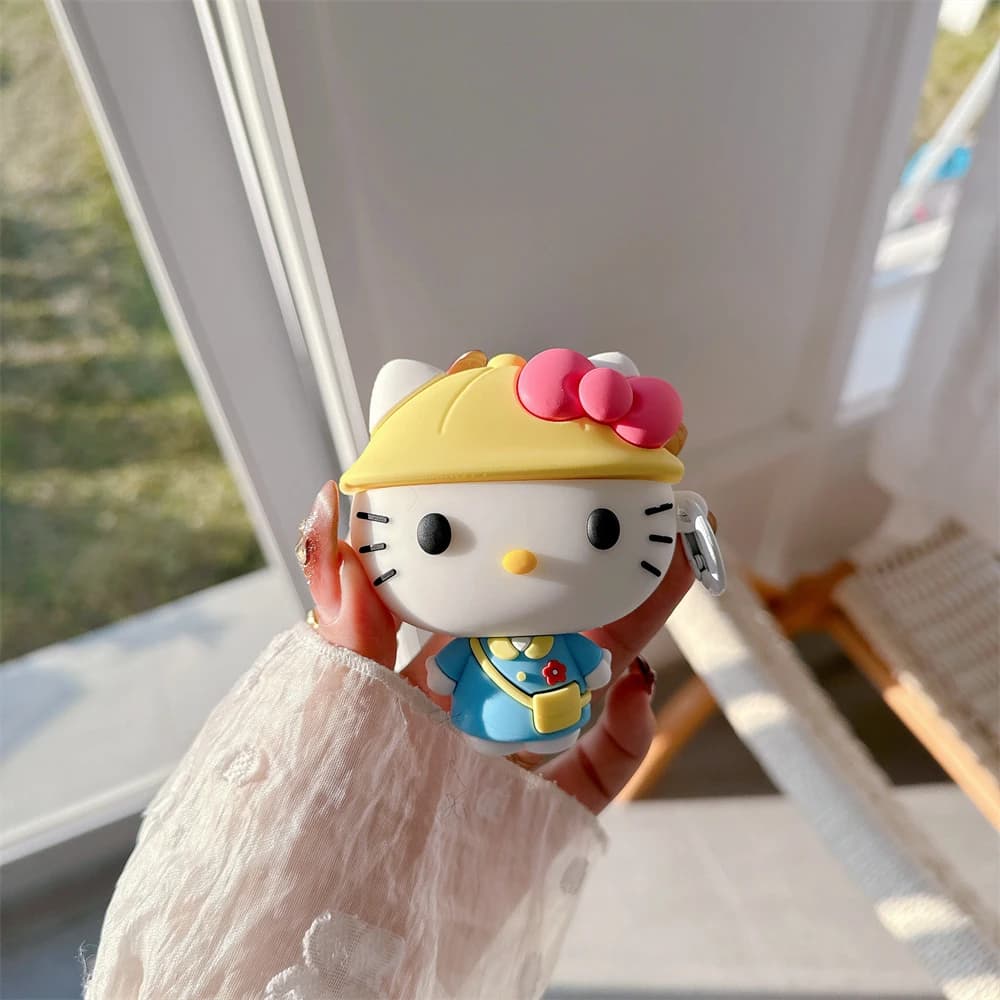 Airpods 4 2 3 1 Pro 3 2 earphone case, nice 3D Sanrio Hello Kitty Wireless Bluetooth Headphone Kitty with Keychain