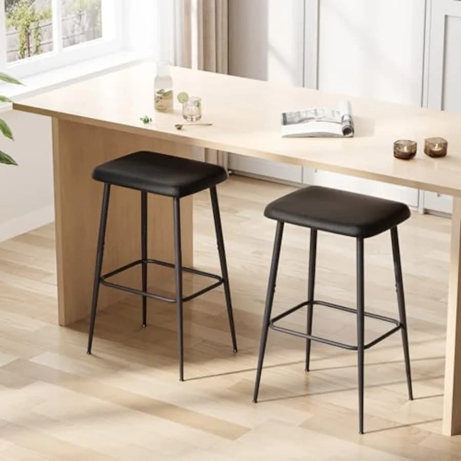 Set di 2 sgabelli da bar, sgabelli da bar ad altezza bancone, sgabelli da bar moderni industriali con cuscino in pelle PU, sedie da bar con struttura in metallo