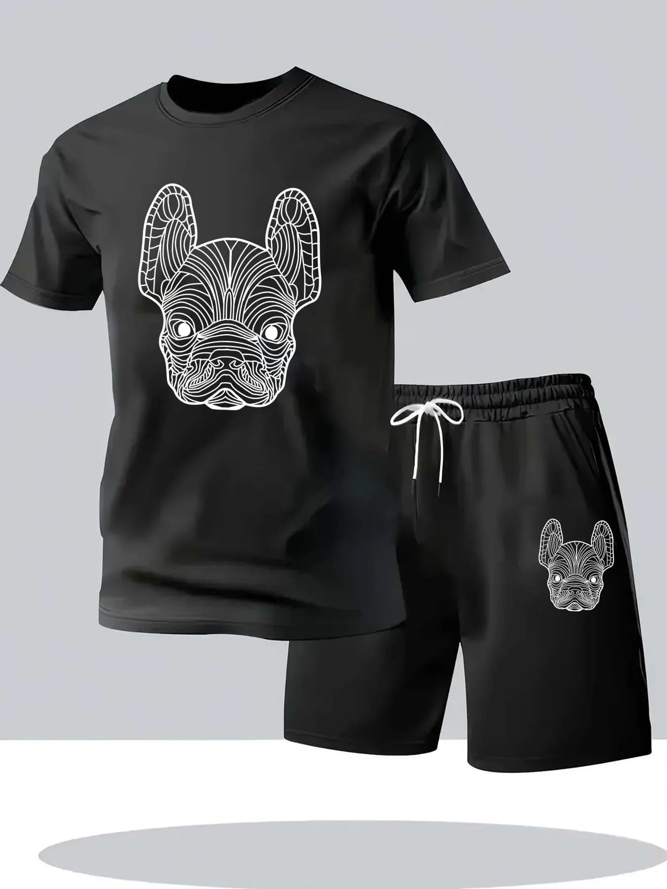 Completo casual da uomo ad asciugatura rapida, dal design semplice, adatto per la corsa estiva. Si compone da due pezzi.