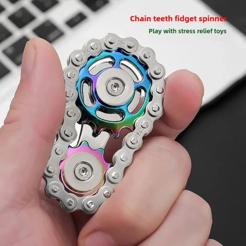 Fidget Spinner in Metallo, Giocattolo da Scrivania Antistress con Ingranaggi, Hand Spinner per Adulti, Decorazione per Ufficio e Casa, Allevia lo Stress e il Relax