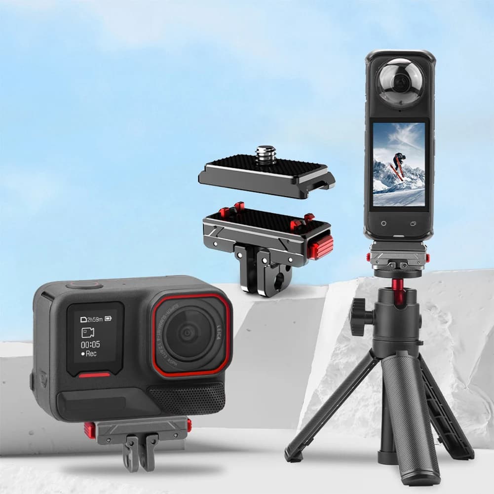 Adattatore Magnetico a Sgancio Rapido con Filettatura 1/4 e Attacco a 2 Punte per Fotocamera d'Azione, Piastra Adattatrice per Treppiede per Ace Pro 2