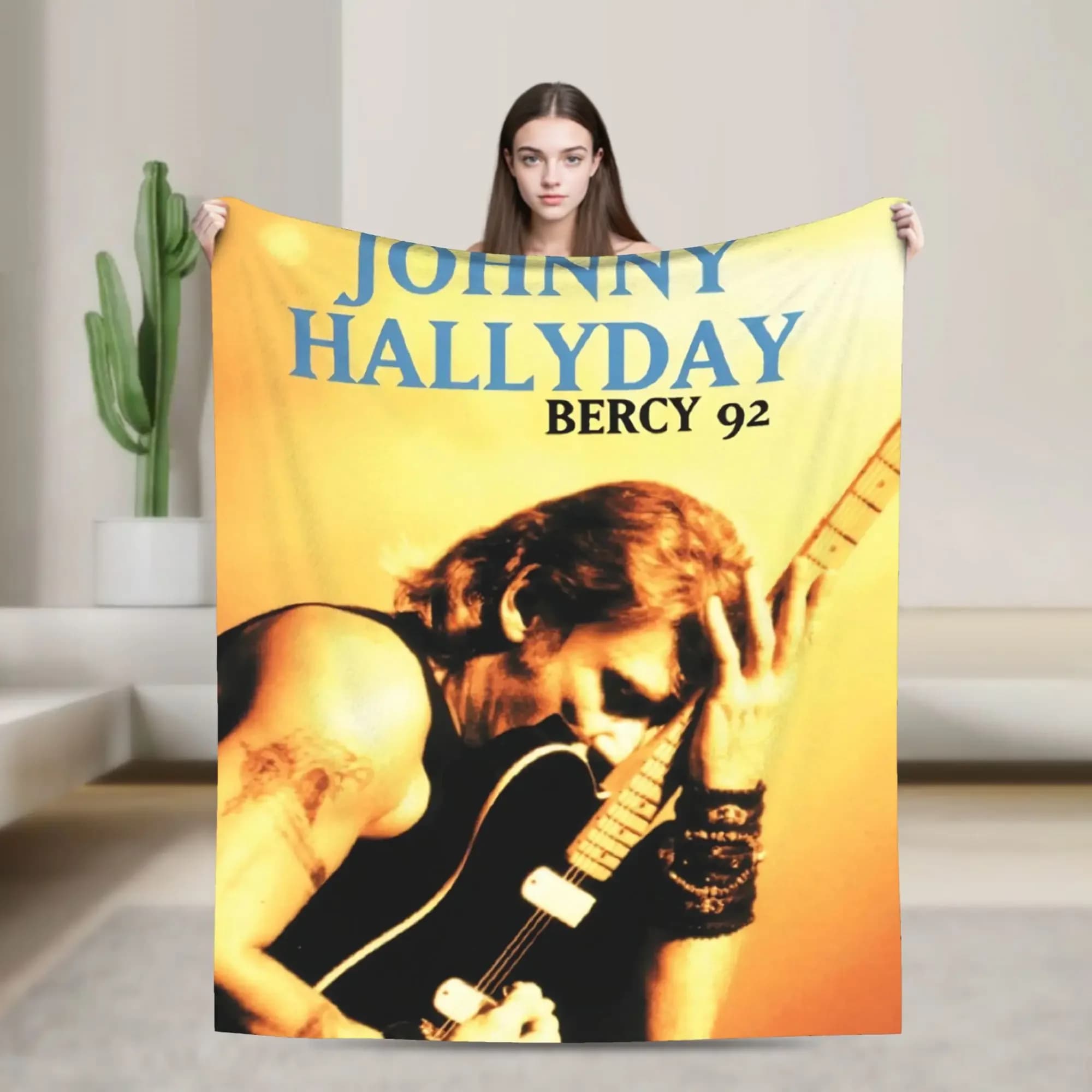 Rock Star Johnny Hallyday Blanket Street Trend Plush Throw Blanket For Living Room Airplane Travel Flannel Bedspread Bed Cover