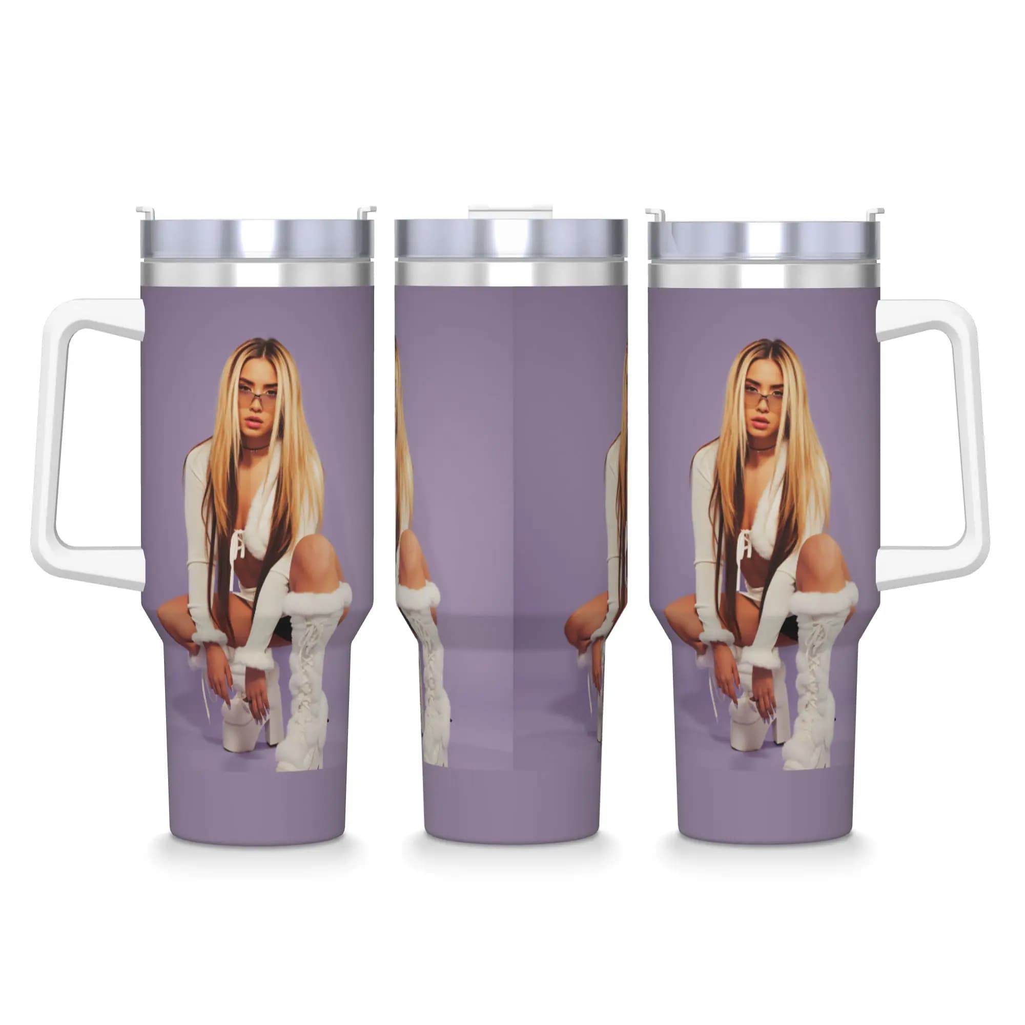 Tumbler L-Lolas I-Indigos Cantante Spagnola, Bottiglia per Bevande Fredde, Tazza Termica in Acciaio Inox Isolata, Tazze Personalizzate per Campeggio e Auto