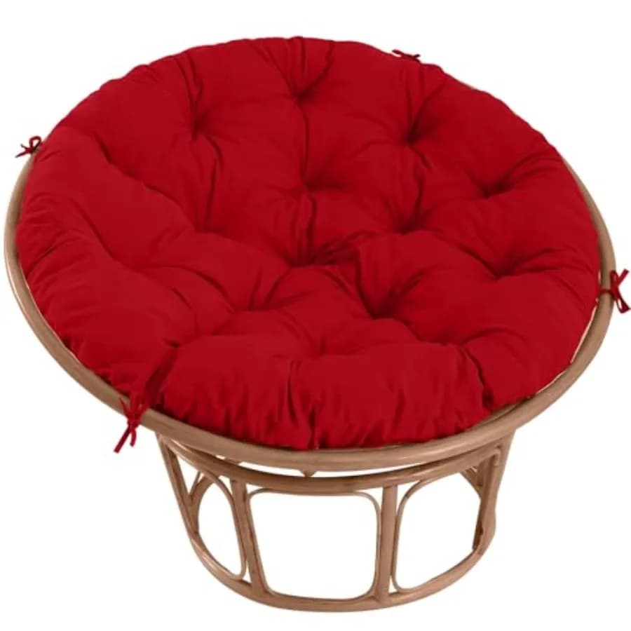 Papasan Chair Cushion Outdoor, Round Papasan Cushion Indoor with Ties, Waterproof Circle Seat Pad for Porch Patio Garden, 45 in