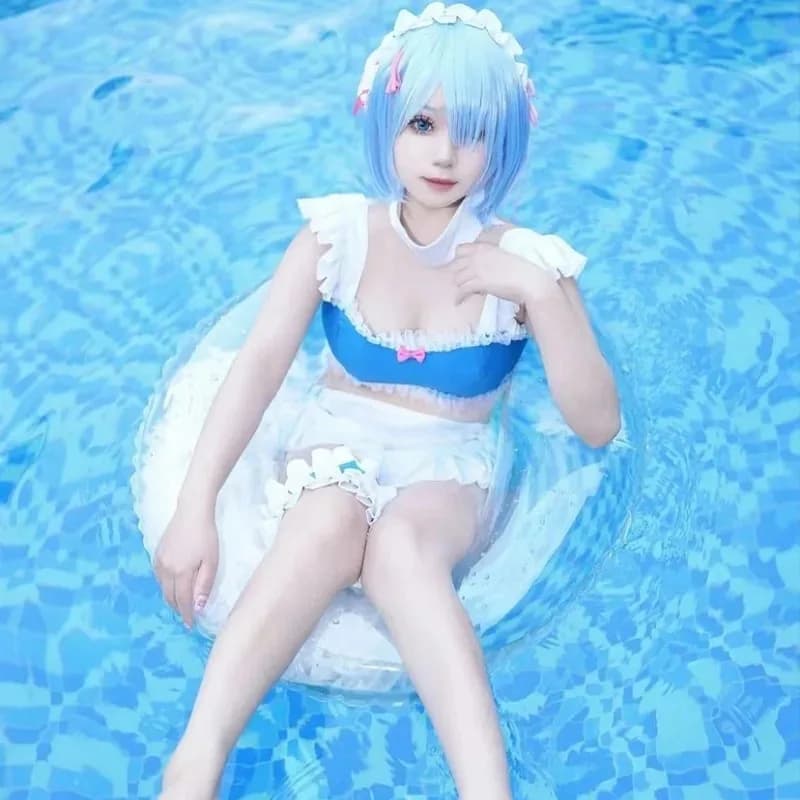 Ram Anime Re: Vita in un mondo diverso da zero Costume Cosplay Rem Ragazze Donna Sexy Summer Sand Party Ognissanti Suitx;2'a,6.h