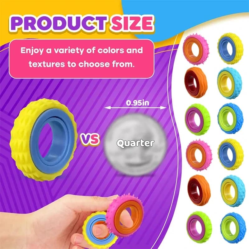 Rotatable Fidget Spinner Ring Sensory Stress Relief Anti-Anxiety Finger Toy for Adults ADHD Autism Gifts