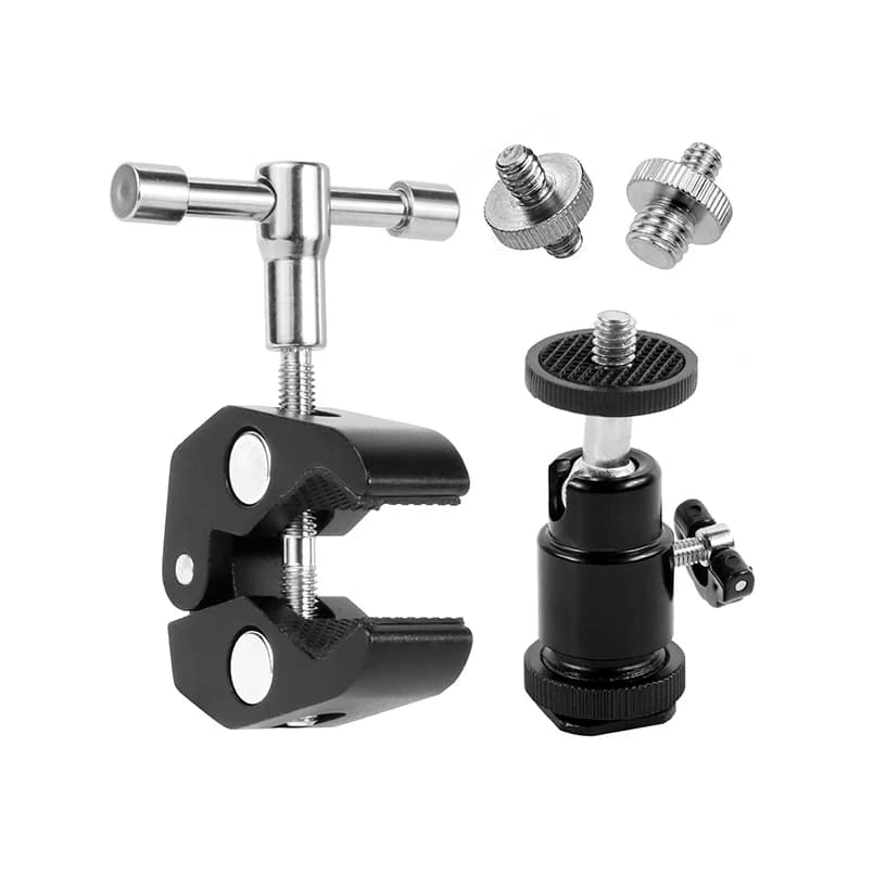 Adattatore per testa a sfera per treppiede con supporto per telefono Super Clamp per Gopro Insta360 OMSO 360 Action DSLR Monitor Staffa per fotocamera leggera