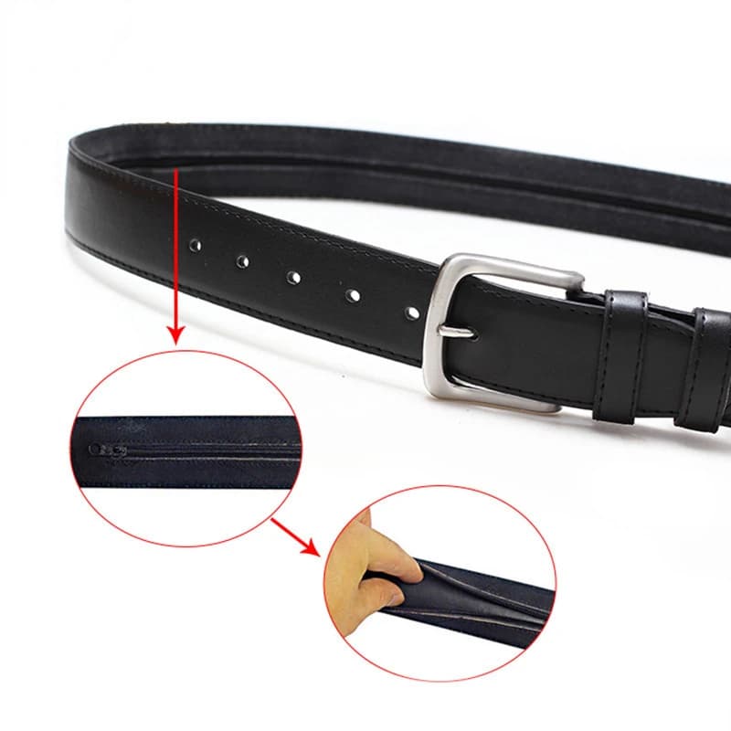 Cintura antifurto con cerniera nascosta per contanti Viaggio quotidiano Marsupio in pelle PU Uomo Donna Cintura con cinturino per soldi nascosta Lunghezza 125 cm