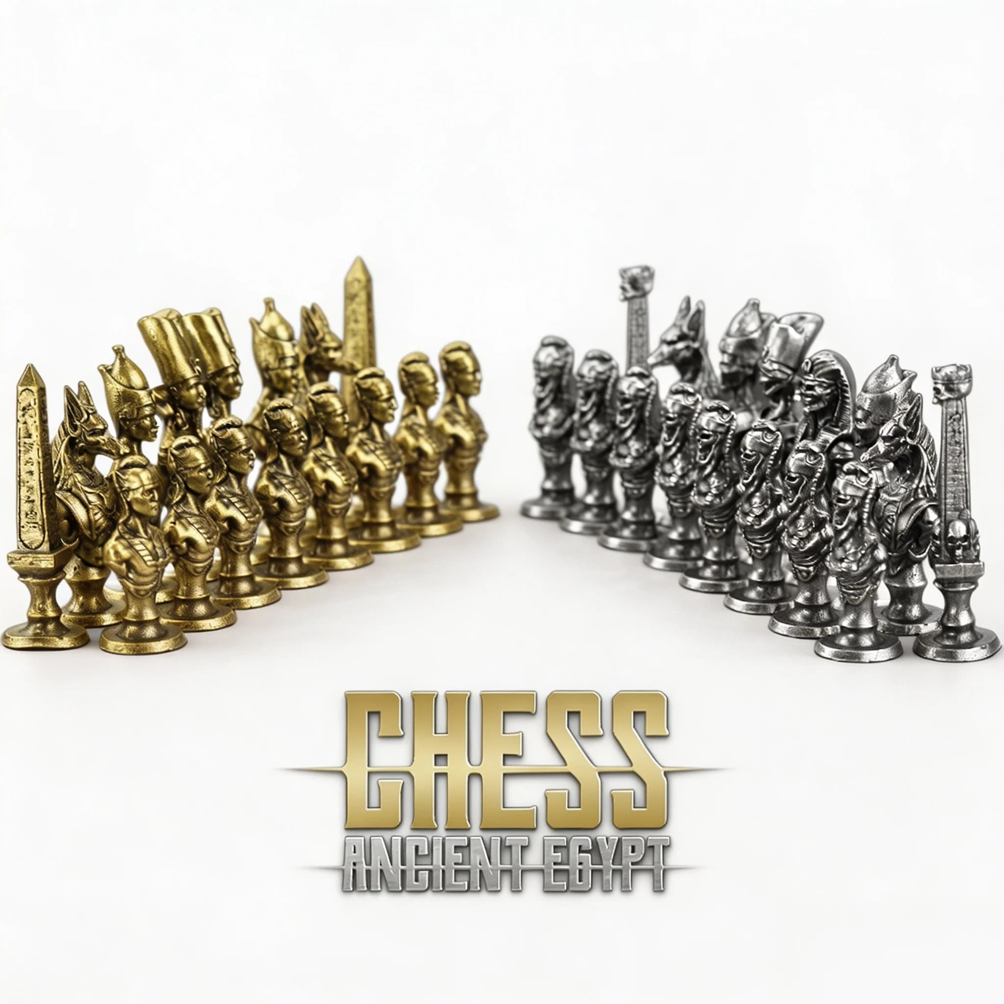 Solid Alloy Ancient Egypt Version Luxury Chess Set Retro Unique Chess Pieces Tabletop Decor Ornament