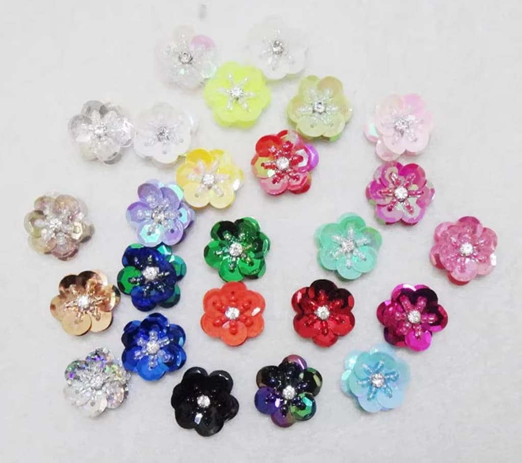 Toppa con motivo floreale con paillettes cucite a mano, abbigliamento fai da te, scarpe, cappelli, borse, toppa con applicazioni di paillettes perline