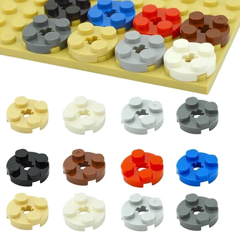 Parti MOC 100 PZ 2x2 Piastra rotonda con foro per albero trasversale Blocchi di costruzione fai da te Mattoni compatibili con 4032 Giocattolo tecnico educativo