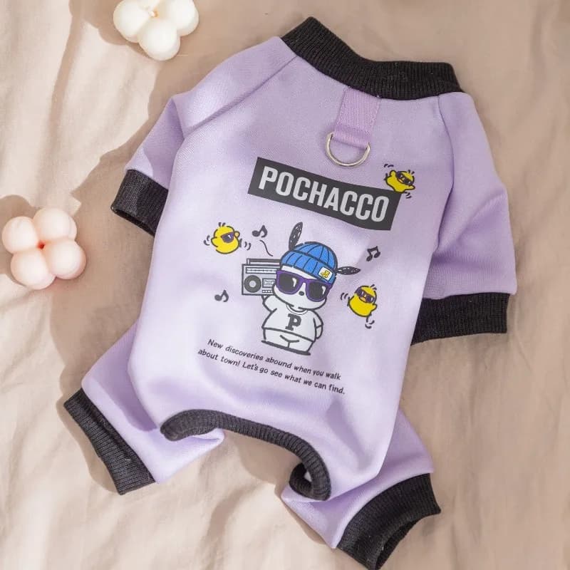 Tuta invernale per cani Quattro gambe in caldo pile per cani di piccola taglia Bichon barboncino Teddy pigiama elasticizzato con clip per guinzaglio DRing Pet all'ingrosso