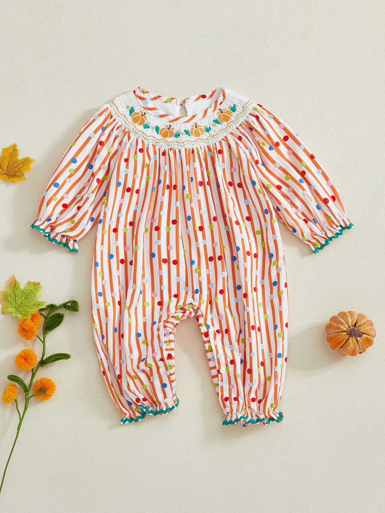 Costume da bambino per Halloween, con ricamo a ragno, girocollo a righe, manica lunga, pagliaccetto con cappello e calzini
