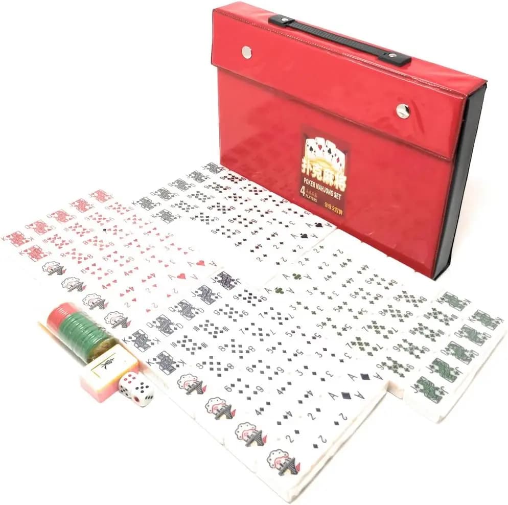 Set di 120 Tessere Bianche da Mahjong per Poker e Rummy, Incise in Melamina, con 2 Dadi e Indicatore dei Venti