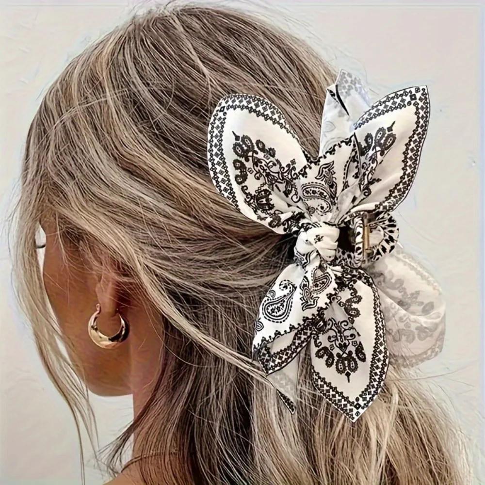 Fashion Cashew Flower Bow Shark Clip Brown Elegant High End Hair Claw Hair Clip Women Luxury Daily Hair Styling Accessories