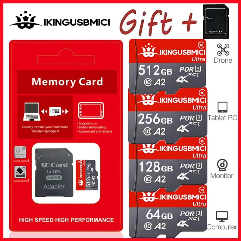 Memory Flash Original Camera 32-64-128-256-512gb Mini Sd Card Class10 Mini High Quality High Speed Reliable Fast Premium Durable