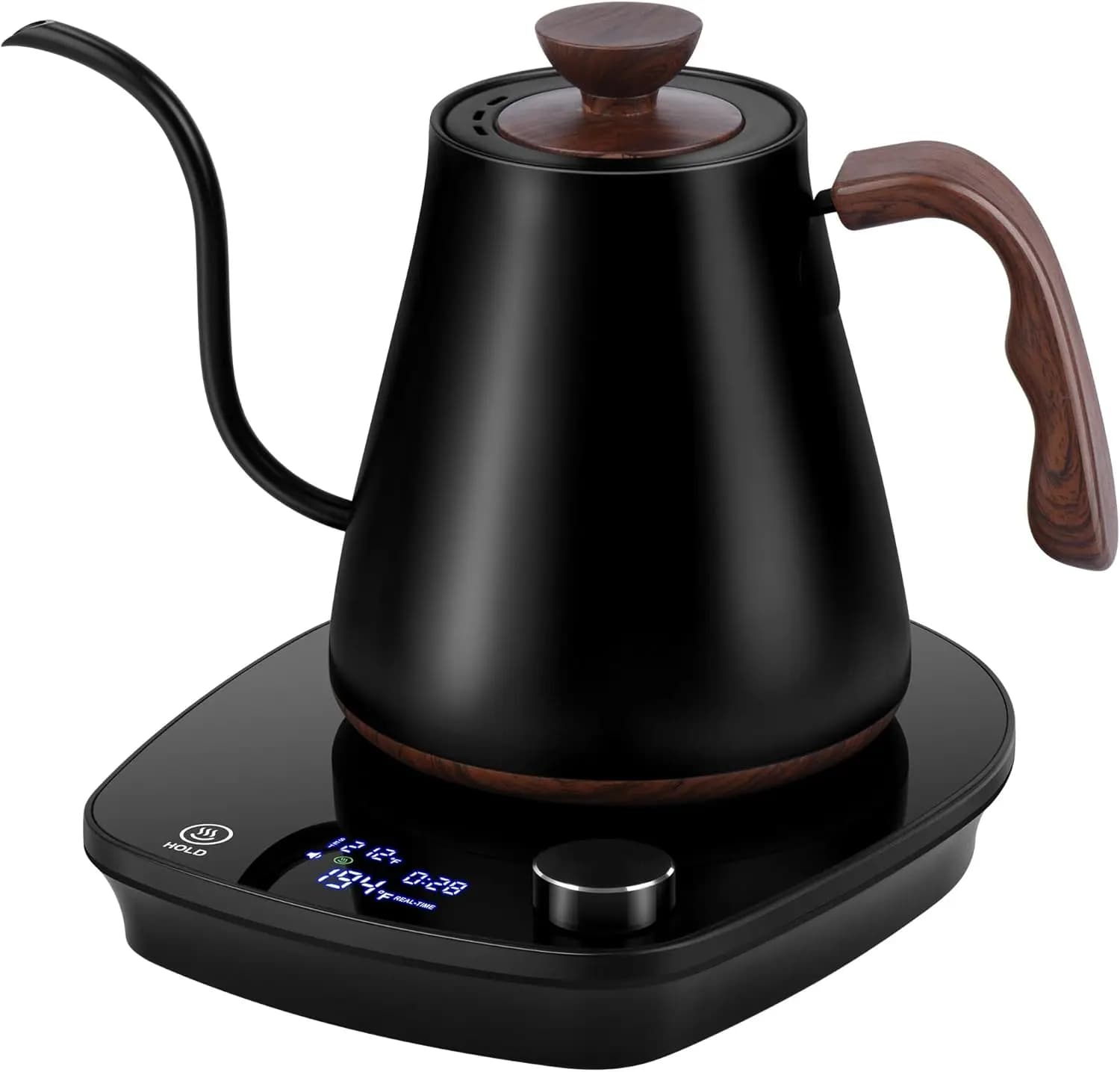 Bollitore a collo d'oca di precisione, 1000W 0,9L, interno in acciaio inossidabile, bollitura rapida, controllo della temperatura per caffè e tè